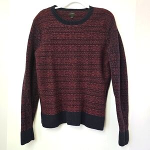 J. Crew Men’s Crewneck Reverse Snowflake Lambswool Sweater L Luxury Cozy Winter